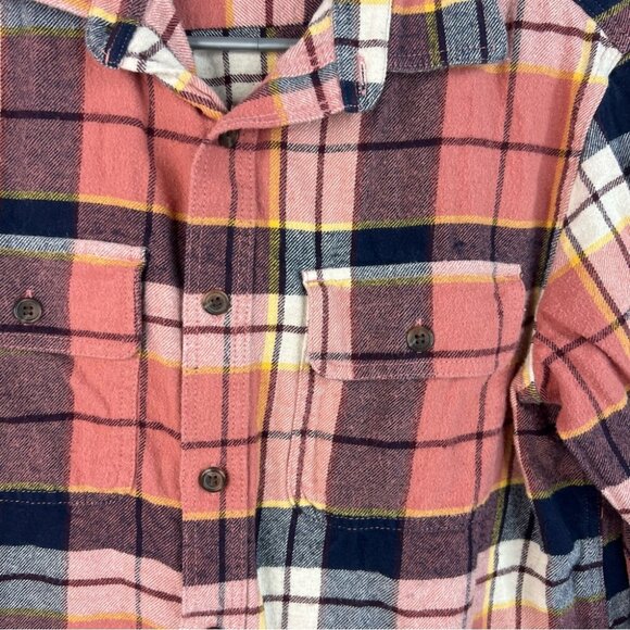 Old Navy button down Plaid Shirt in orange Red, Black, and Yellow - Picture 8 of 12